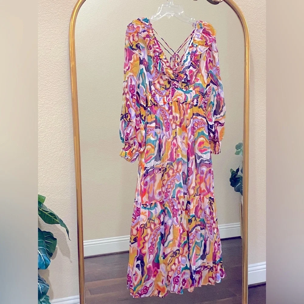Anthropologie The Marais Printed Chiffon Maxi Dress Size 3X - Picture 8 of 14